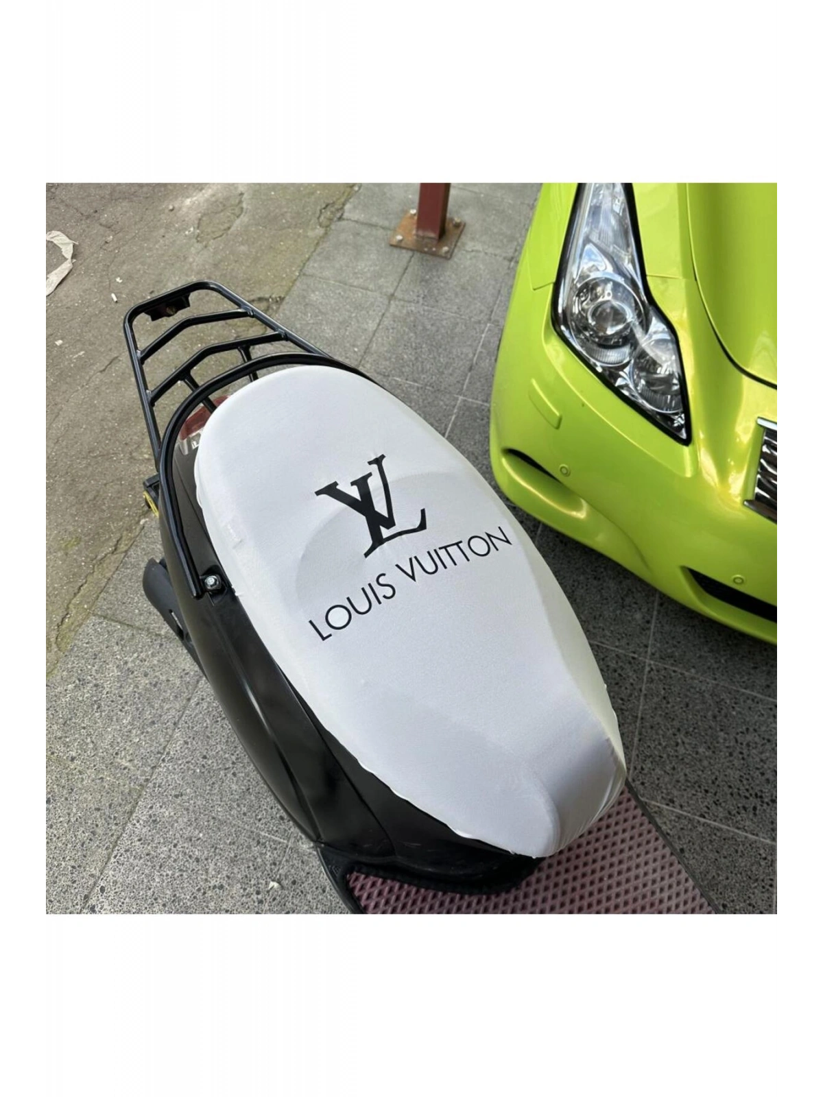 LUİS BEYAZ DESENLİ PENYE MOTOSİKLET KILIFI -MOTOR