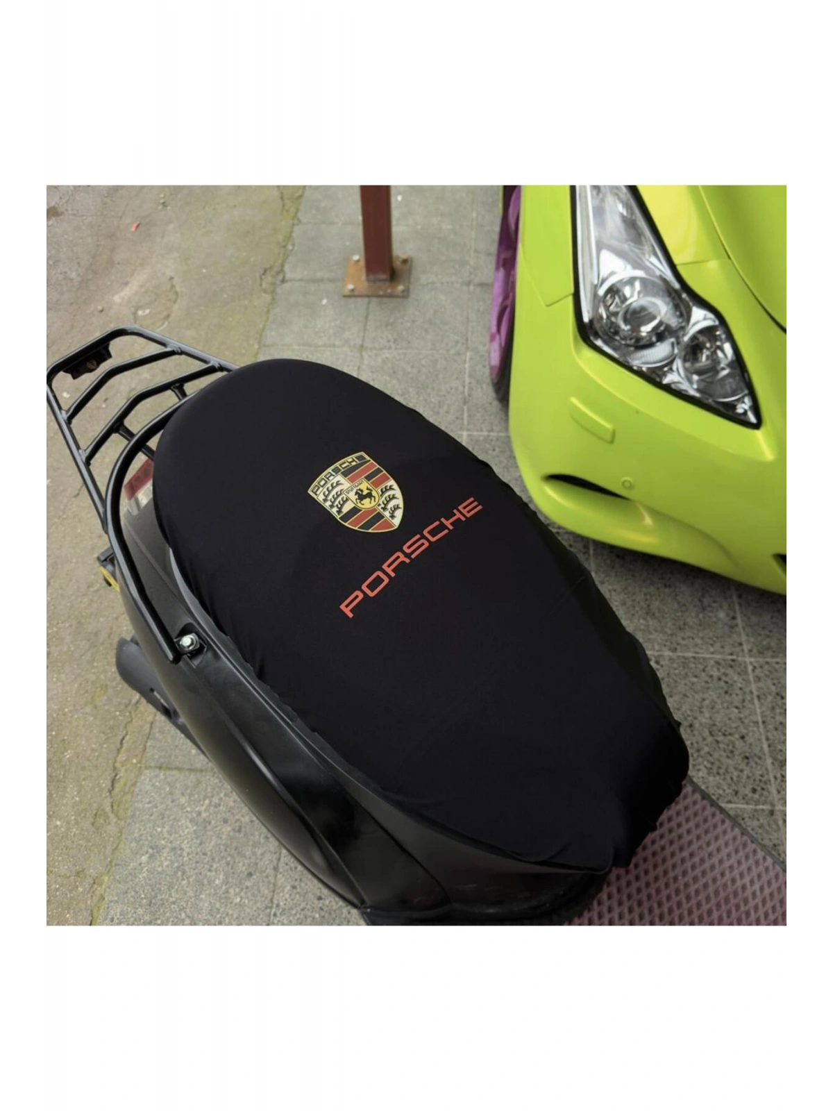 PORSHE SİYAH DESENLİ PENYE MOTOSİKLET KILIFI -MOTOR