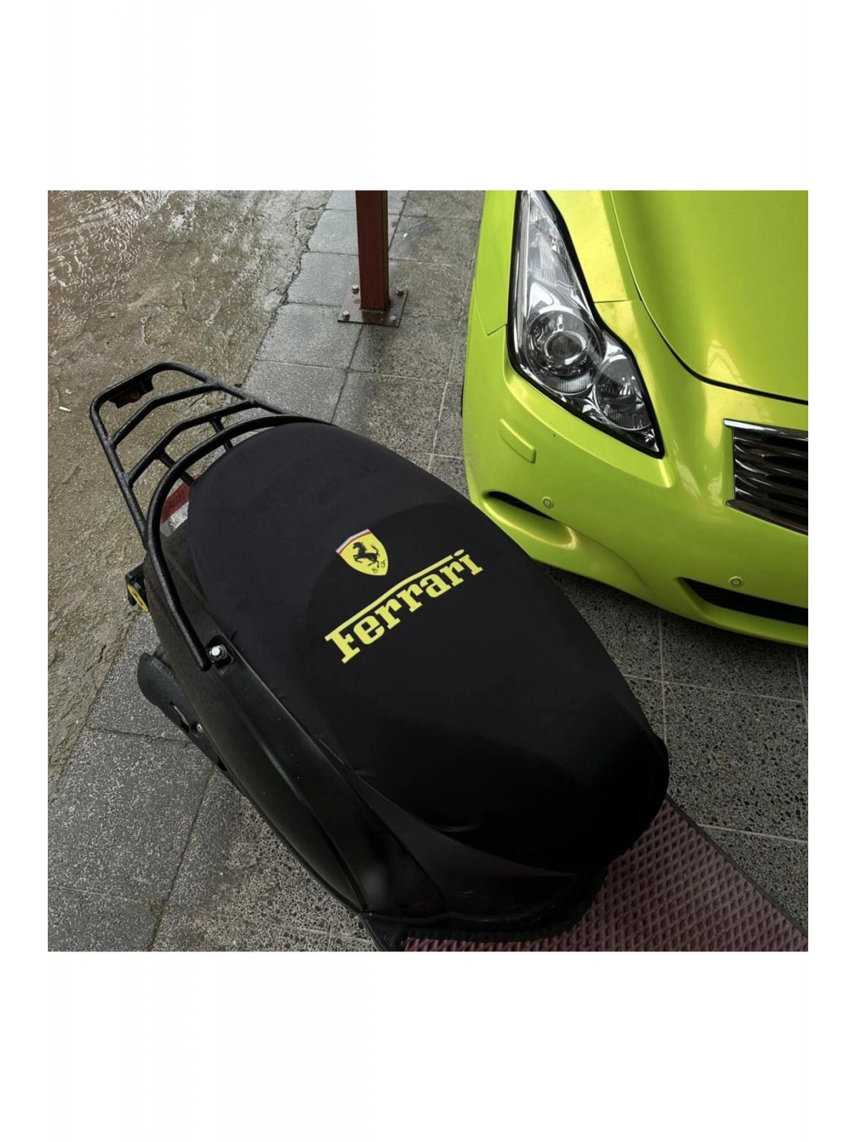 FERRARİ SİYAH  DESENLİ PENYE MOTOSİKLET KILIFI -MOTOR