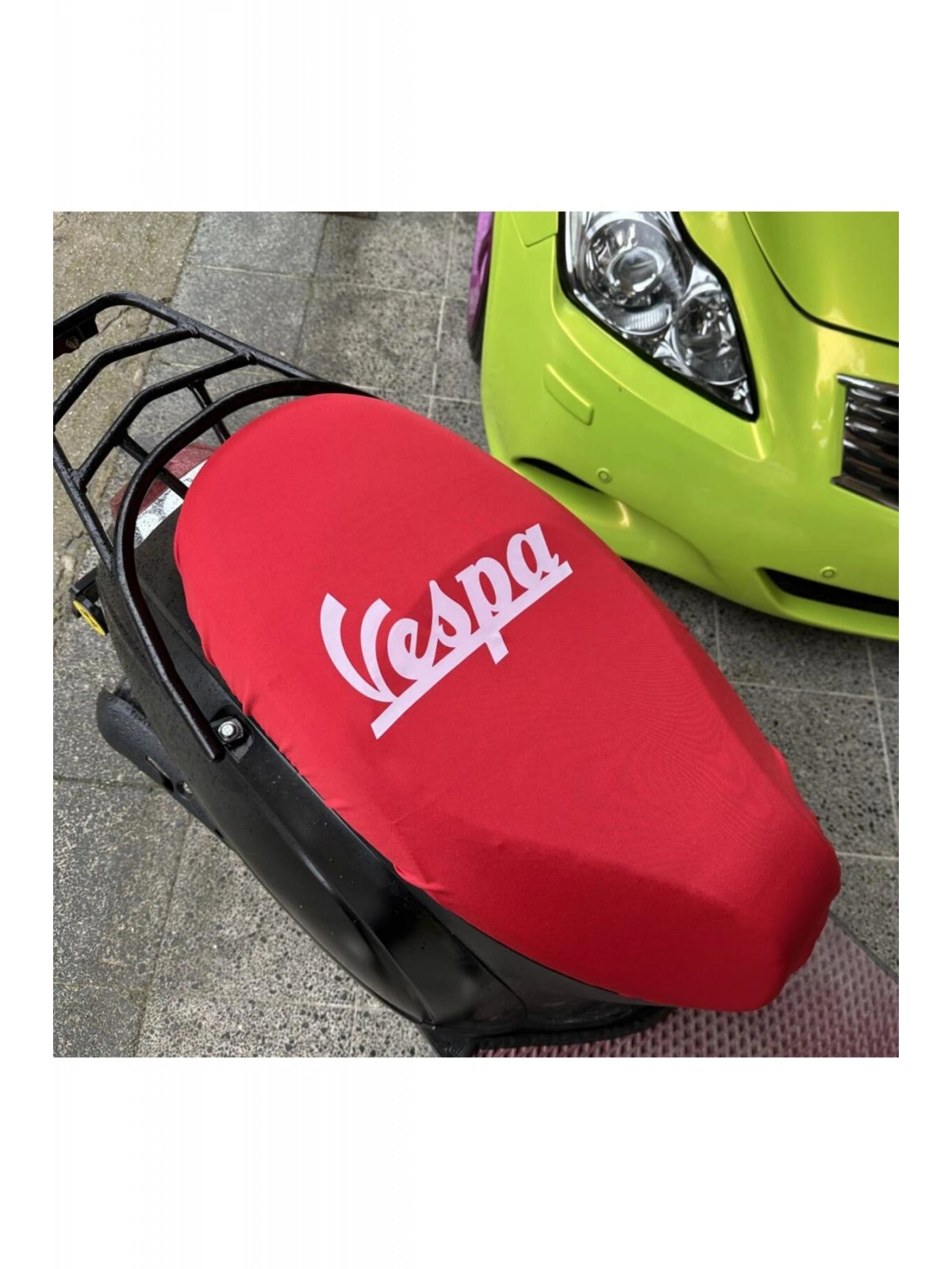 VESPA KIRMIZI DESENLİ PENYE MOTOSİKLET KILIFI -MOTOR UYUMLU
