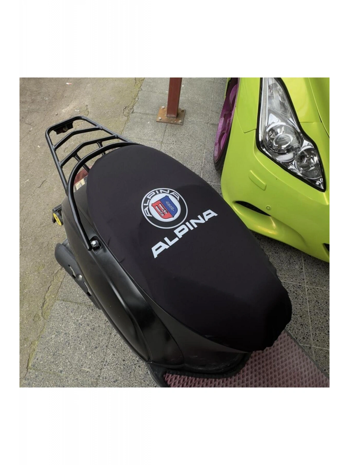 ALPINA SİYAH DESENLİ PENYE MOTOSİKLET KILIFI -MOTOR UYUMLU