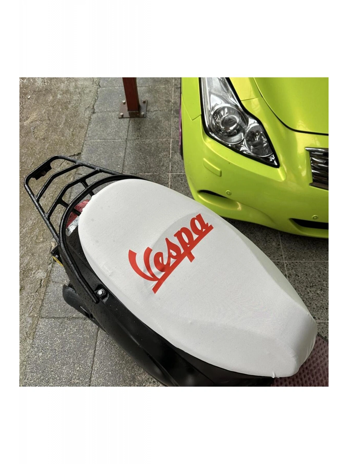 VESPA BEYAZ DESENLİ PENYE MOTOSİKLET KILIFI -MOTOR UYUMLU