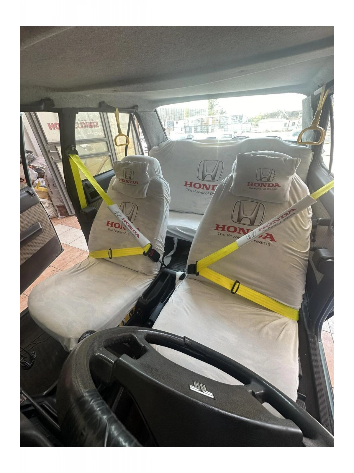 Honda Baskılı Oto Servis Kılıfı, Kemer Pedi, Yastık Takımı Beyaz