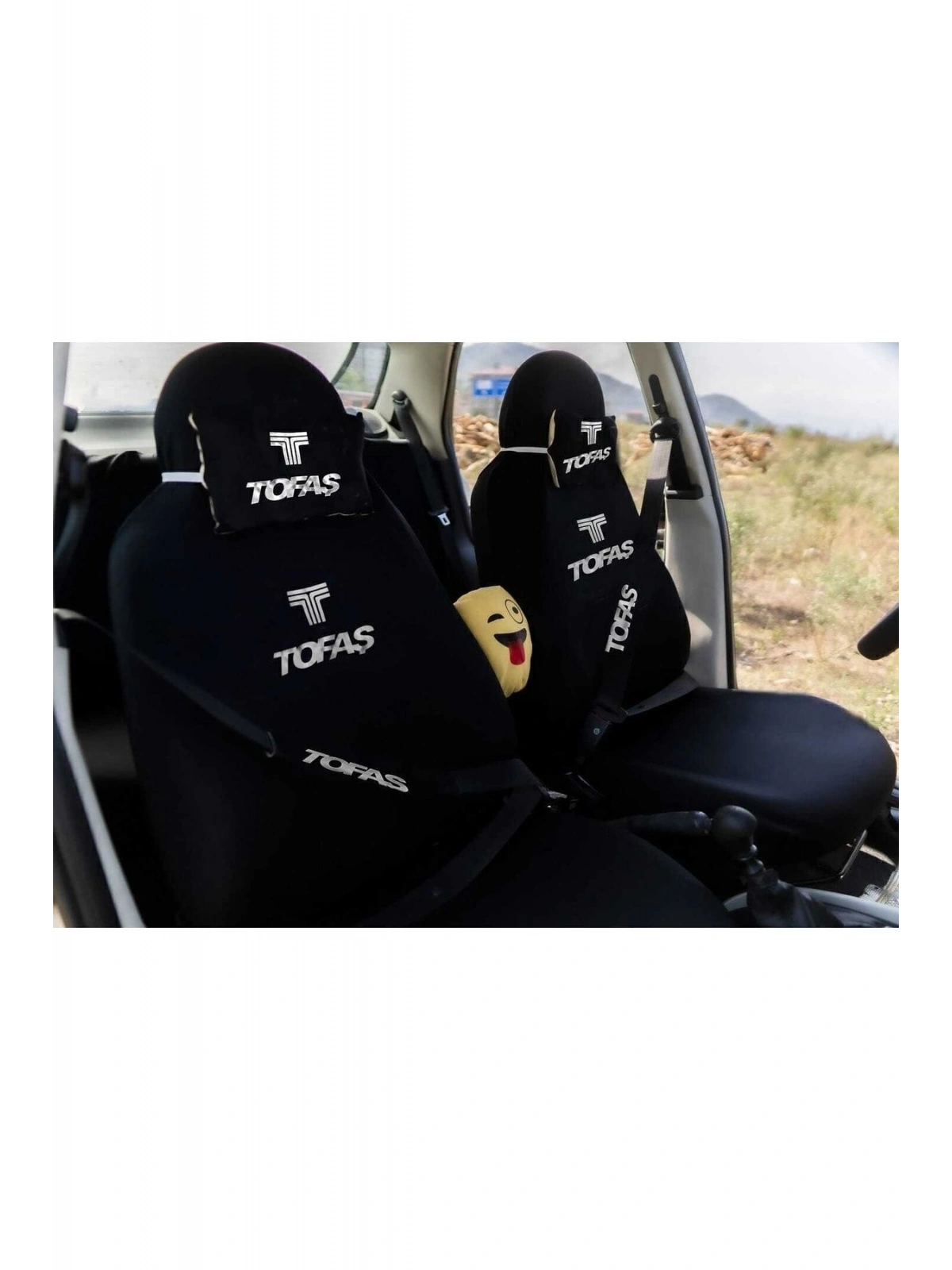 Tofaş 12 Parça Oto Koltuk Kılıf Seti(ÖN ARKA SET 2 BOYUNYASTIK 2 KEMER KILIF EMOJİ YASTIK 2 ARAÇ)