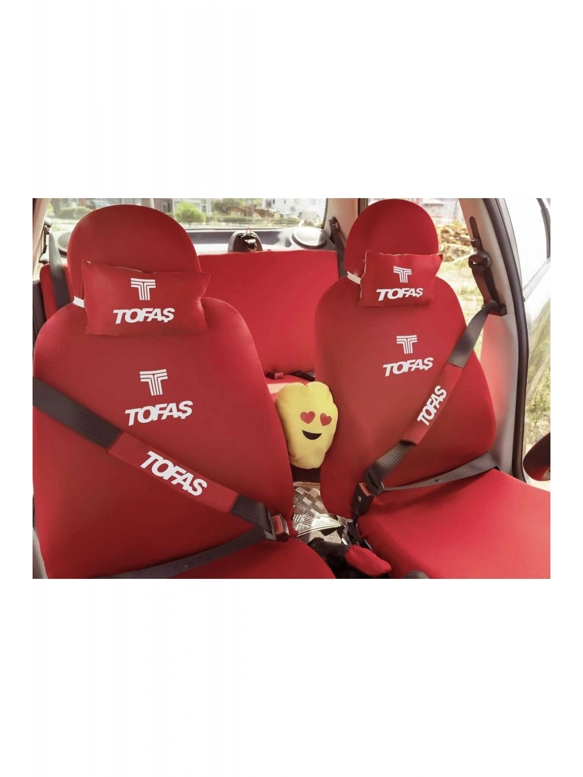 Tofaş 12 Uyumlu Parça Oto Koltuk Kılıf Seti(ön Arka Set+2 Boyunyastık+2 Kemer Kılıf+Yastık+2 Araç