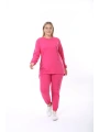 Kadın Büyük Beden Yazılı Uzun Kol Kol Paça Lastikli İkiiplik Takım