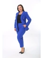 Kadın Büyük Beden Dokuma Atlas Kumaş Pantolon Ceket Takım Elbise 10ctk1657