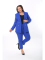 Kadın Büyük Beden Dokuma Atlas Kumaş Pantolon Ceket Takım Elbise 10ctk1657