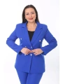 Kadın Büyük Beden Dokuma Atlas Kumaş Pantolon Ceket Takım Elbise 10ctk1657