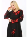 Kadın Uzun Kollu Asimetrik Çiçek Desenli Büyük Beden Elbise