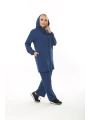 Kadın Lacivert Büyük Beden Kapüşonlu Eşofman Takımı