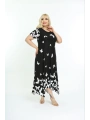 Kadın Büyük Beden Desenli Kısa Kollu Asimetrik Etekli Elbise