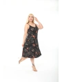 Kadın Büyük Beden Ip Askılı Desenli Midi Boy Elbise