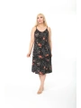 Kadın Büyük Beden Ip Askılı Desenli Midi Boy Elbise