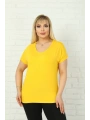 Kadın Büyük Beden V Yaka Kısa Kol Bluz
