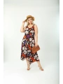 Kadın Büyük Beden Tokalı Askılı Çiçek Desenli Elbise