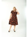 Kadın Büyük Beden Kısa Kollu Midi Boy Çiçek Desenli Elbise