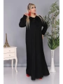 Kadın Büyük Beden Kravatlı Siyah Uzun Elbise