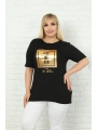 Kadın Büyük Beden Varak Baskılı T-shirt
