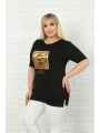 Kadın Büyük Beden Varak Baskılı T-shirt
