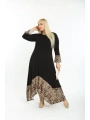 Kadın Siyah Leopar Desenli Büyük Beden Elbise 11elb974
