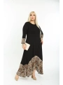 Kadın Siyah Leopar Desenli Büyük Beden Elbise 11elb974