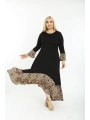 Kadın Siyah Leopar Desenli Büyük Beden Elbise 11elb974