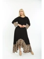 Kadın Siyah Leopar Desenli Büyük Beden Elbise 11elb974