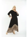 Kadın Siyah Leopar Desenli Büyük Beden Elbise 11elb974
