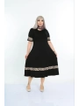 Kadın Siyah Kol ve Etek Ucu Leopar Desenli Büyük Beden Elbise