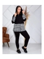 Kadın Siyah Kazayağı Desenli Büyük Beden Eşofman Takımı