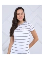 Kadın Ince Siyah Çizgili Beyaz Elbise La1005