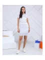 Kadın Ince Siyah Çizgili Beyaz Elbise La1005