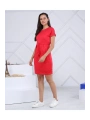 Kadın Kırmızı Kemerli Cepli Elbise La1007