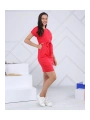 Kadın Kırmızı Kemerli Cepli Elbise La1007
