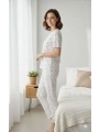 Kadın 3lü Kısa Kollu Yüksek Bel Bisiklet Yaka Üst Alt Şort Pijama Takım