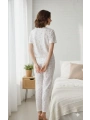 Kadın 3lü Kısa Kollu Yüksek Bel Bisiklet Yaka Üst Alt Şort Pijama Takım