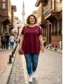 Büyük Beden Alt Püsküllü Bordo Tunik
