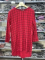 Büyük Beden Bordo Kareli Dokuma Bluz
