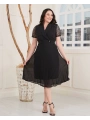 Büyük Beden Kol Ve Etek Detaylı Kruvaze Yaka Midi Boy Abiye Elbise