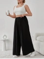 Büyük Beden Viskon Kumaş Lıkralı Yüksek Bel Şalvar