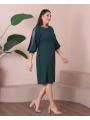 Büyük Beden Yuvarlak Yaka Kol Detaylı Midi Boy Abiye Elbise