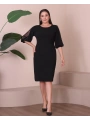 Büyük Beden Yuvarlak Yaka Kol Detaylı Midi Boy Abiye Elbise