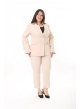 Kadın Büyük Beden Dokuma Atlas Kumaş Pantolon Ceket Takım Elbise 10ctk1657