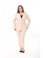Kadın Büyük Beden Dokuma Atlas Kumaş Pantolon Ceket Takım Elbise 10ctk1657