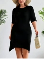Kadın Büyük Beden Etek Detaylı Viskon Elbise