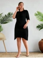 Kadın Büyük Beden Etek Detaylı Viskon Elbise