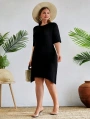 Kadın Büyük Beden Etek Detaylı Viskon Elbise