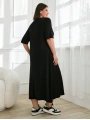 Kadın Büyük Beden Kısa Kollu Baskılı Cepli Viskon Elbise
