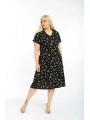 Kadın Büyük Beden Kısa Kollu Midi Boy Desenli Elbise